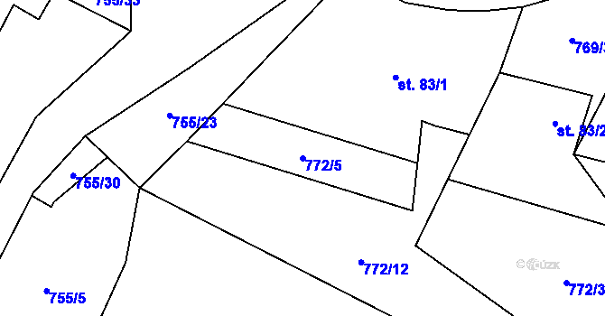 Parcela st. 772/5 v KÚ Beztahov, Katastrální mapa