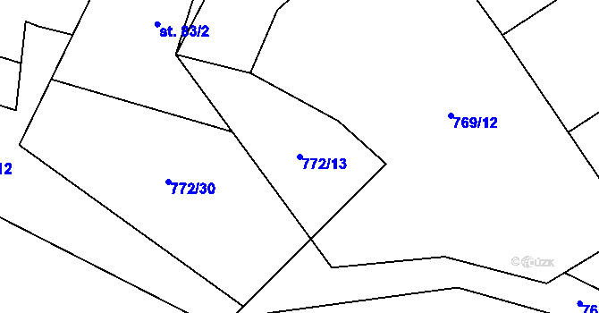 Parcela st. 772/13 v KÚ Beztahov, Katastrální mapa