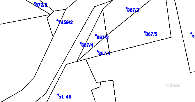 Parcela st. 867/1 v KÚ Beztahov, Katastrální mapa