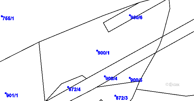 Parcela st. 900/1 v KÚ Beztahov, Katastrální mapa