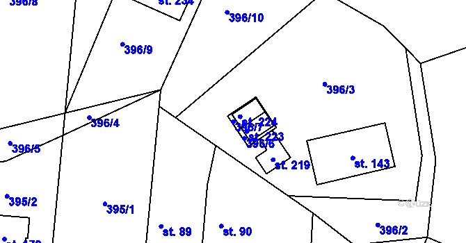 Parcela st. 396/7 v KÚ Beztahov, Katastrální mapa