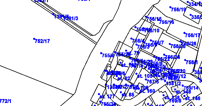 Parcela st. 755/8 v KÚ Beztahov, Katastrální mapa