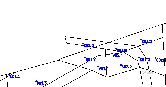 Parcela st. 881/3 v KÚ Beztahov, Katastrální mapa