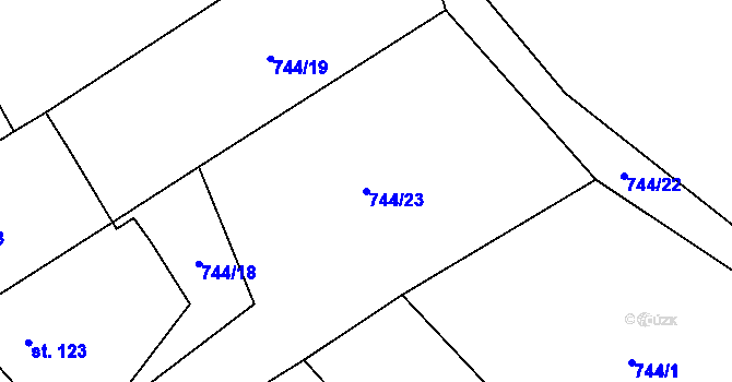 Parcela st. 744/23 v KÚ Beztahov, Katastrální mapa