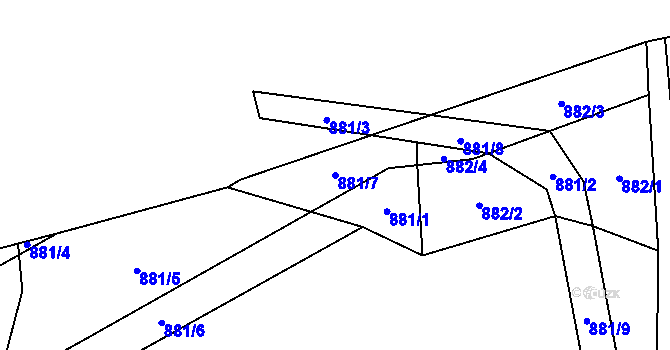 Parcela st. 881/7 v KÚ Beztahov, Katastrální mapa