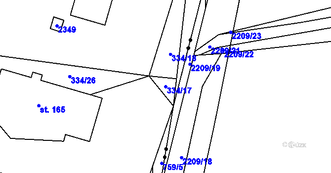 Parcela st. 334/17 v KÚ Beztahov, Katastrální mapa