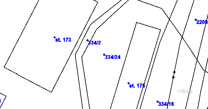 Parcela st. 334/24 v KÚ Beztahov, Katastrální mapa