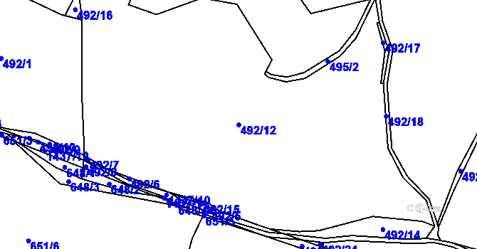 Parcela st. 492/12 v KÚ Beztahov, Katastrální mapa