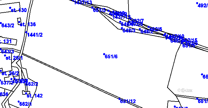 Parcela st. 651/6 v KÚ Beztahov, Katastrální mapa