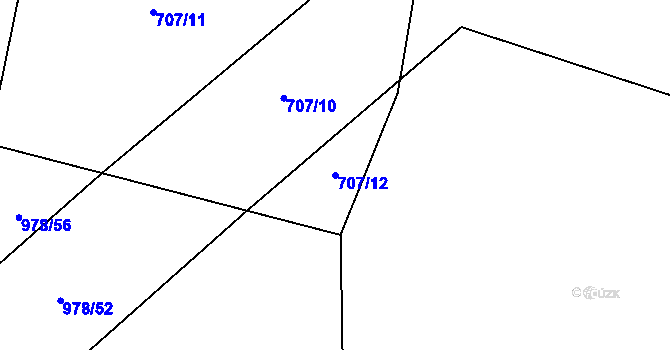 Parcela st. 707/12 v KÚ Beztahov, Katastrální mapa