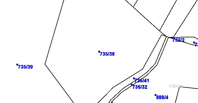 Parcela st. 735/38 v KÚ Beztahov, Katastrální mapa