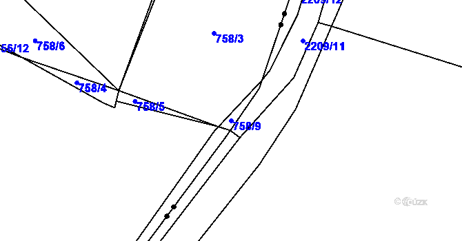 Parcela st. 758/9 v KÚ Beztahov, Katastrální mapa