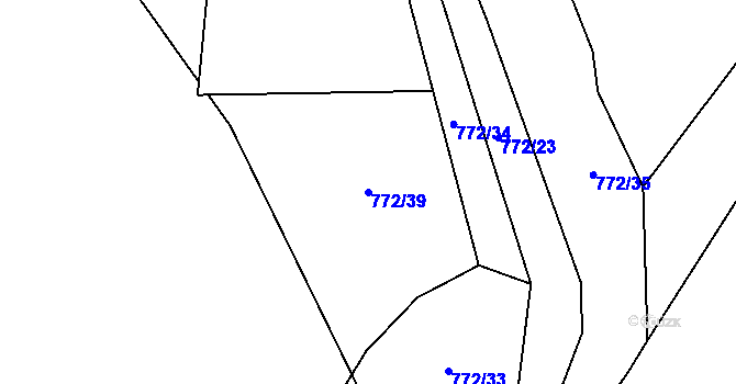 Parcela st. 772/39 v KÚ Beztahov, Katastrální mapa
