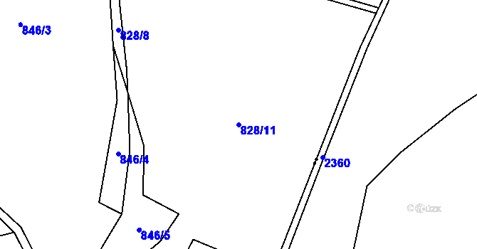 Parcela st. 828/11 v KÚ Beztahov, Katastrální mapa
