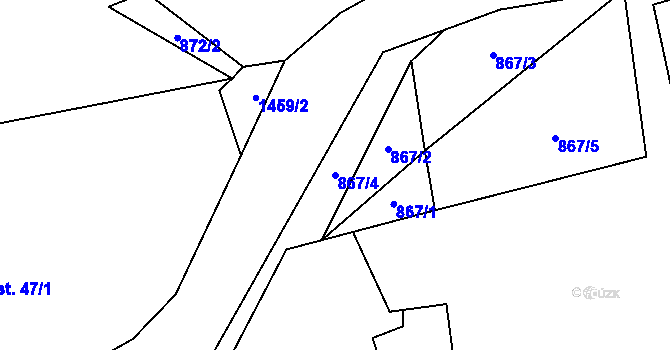 Parcela st. 867/4 v KÚ Beztahov, Katastrální mapa