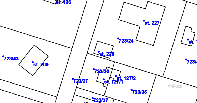Parcela st. 228 v KÚ Beztahov, Katastrální mapa