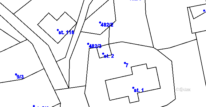 Parcela st. 2 v KÚ Martinice u Votic, Katastrální mapa
