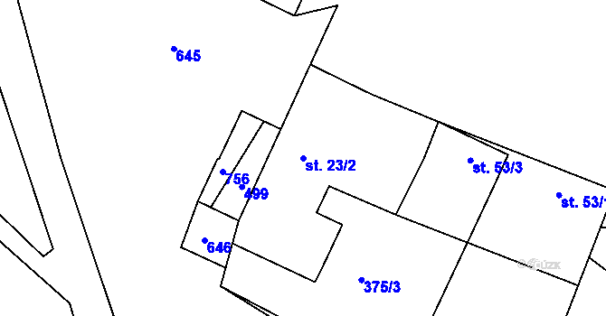 Parcela st. 23/2 v KÚ Martinice u Březnice, Katastrální mapa