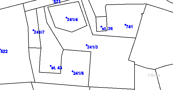 Parcela st. 241/3 v KÚ Martinice u Březnice, Katastrální mapa