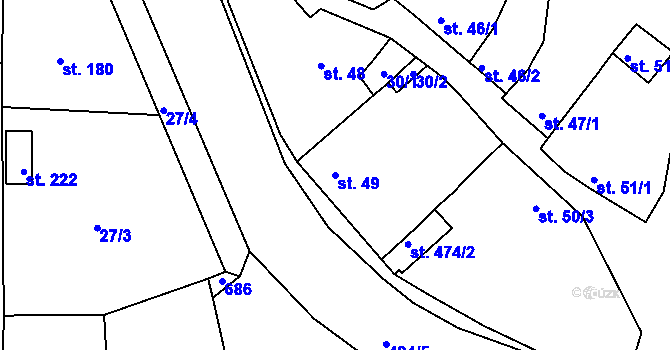 Parcela st. 49 v KÚ Martinice u Holešova, Katastrální mapa