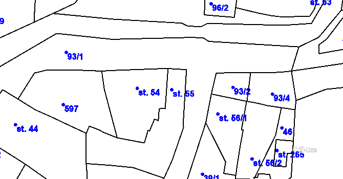 Parcela st. 55 v KÚ Martinice u Holešova, Katastrální mapa