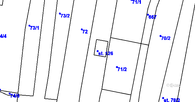 Parcela st. 126 v KÚ Martinice u Holešova, Katastrální mapa