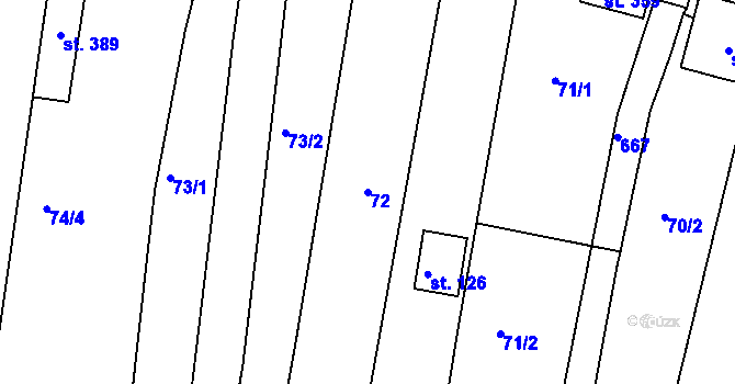 Parcela st. 72 v KÚ Martinice u Holešova, Katastrální mapa