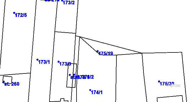 Parcela st. 175/19 v KÚ Martinice u Holešova, Katastrální mapa