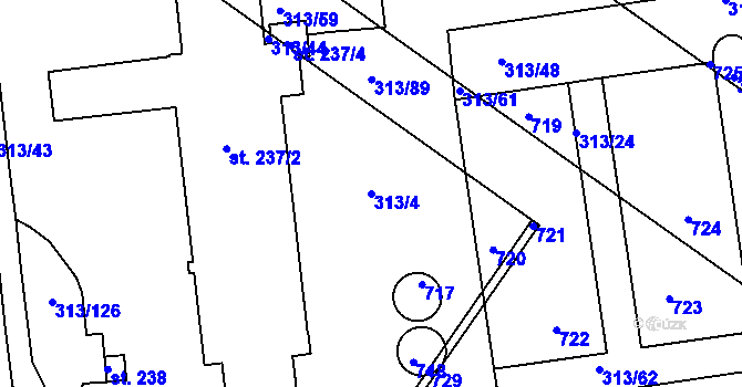 Parcela st. 313/4 v KÚ Martinice u Holešova, Katastrální mapa