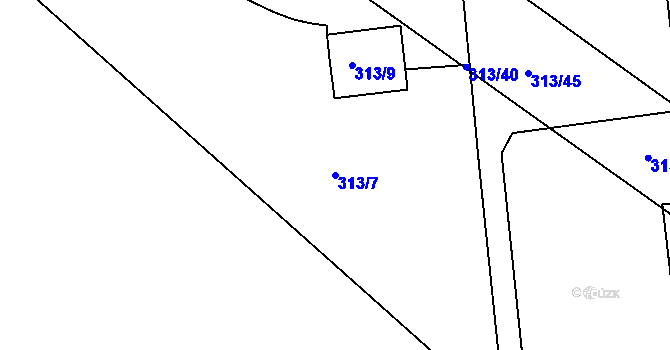 Parcela st. 313/7 v KÚ Martinice u Holešova, Katastrální mapa
