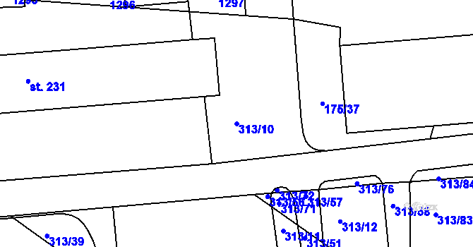Parcela st. 313/10 v KÚ Martinice u Holešova, Katastrální mapa