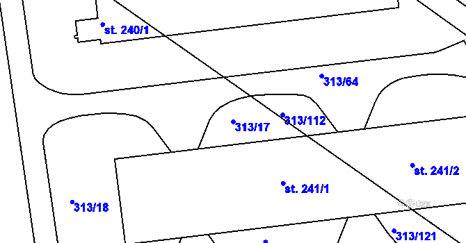 Parcela st. 313/17 v KÚ Martinice u Holešova, Katastrální mapa