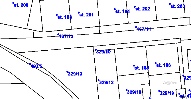 Parcela st. 329/10 v KÚ Martinice u Holešova, Katastrální mapa