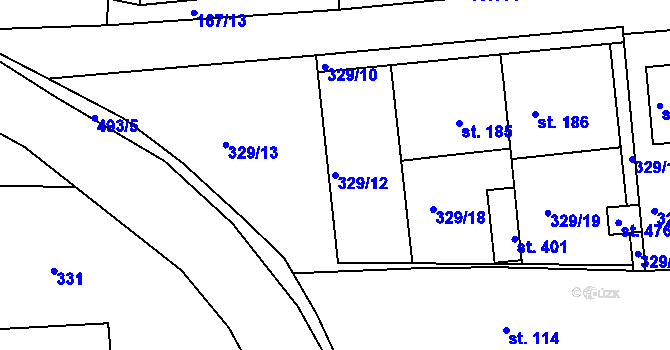 Parcela st. 329/12 v KÚ Martinice u Holešova, Katastrální mapa