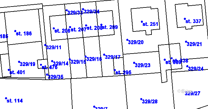 Parcela st. 329/17 v KÚ Martinice u Holešova, Katastrální mapa