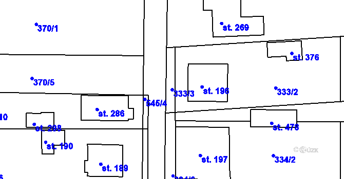 Parcela st. 333/3 v KÚ Martinice u Holešova, Katastrální mapa