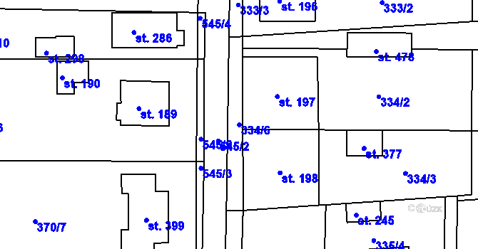 Parcela st. 334/6 v KÚ Martinice u Holešova, Katastrální mapa