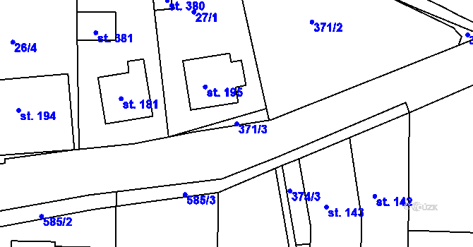 Parcela st. 371/3 v KÚ Martinice u Holešova, Katastrální mapa