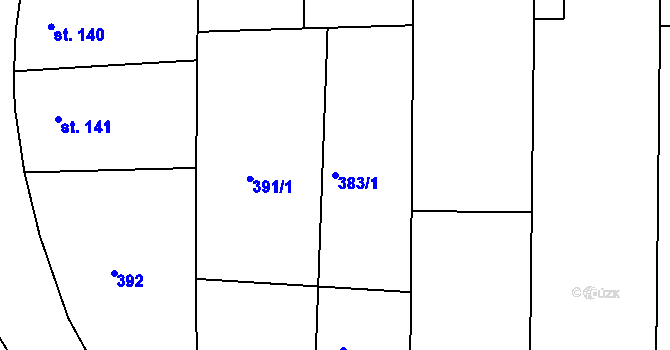 Parcela st. 383/1 v KÚ Martinice u Holešova, Katastrální mapa