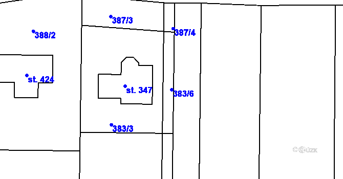Parcela st. 383/6 v KÚ Martinice u Holešova, Katastrální mapa