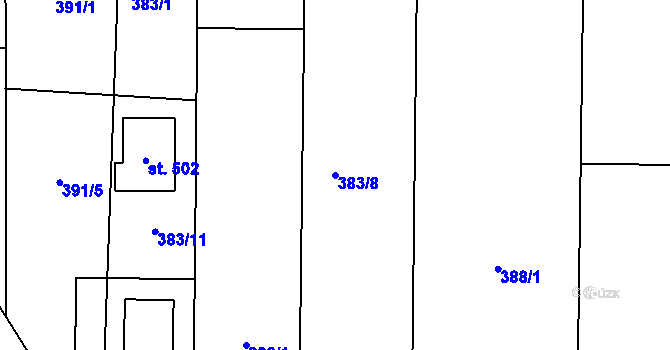 Parcela st. 383/8 v KÚ Martinice u Holešova, Katastrální mapa