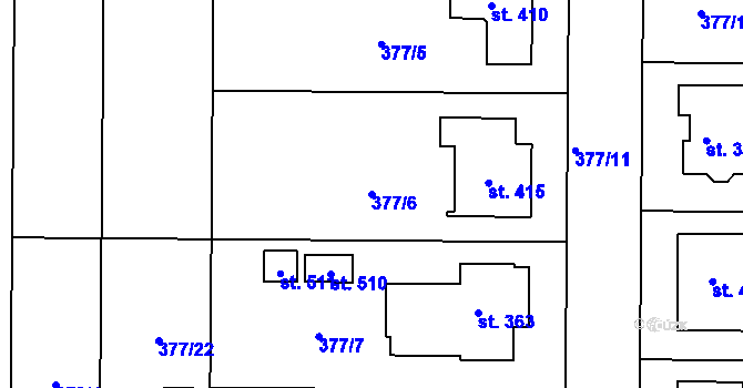 Parcela st. 377/6 v KÚ Martinice u Holešova, Katastrální mapa