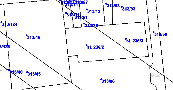 Parcela st. 236/2 v KÚ Martinice u Holešova, Katastrální mapa