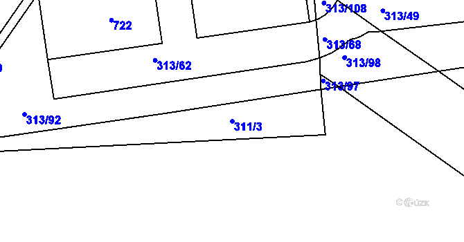 Parcela st. 311/3 v KÚ Martinice u Holešova, Katastrální mapa