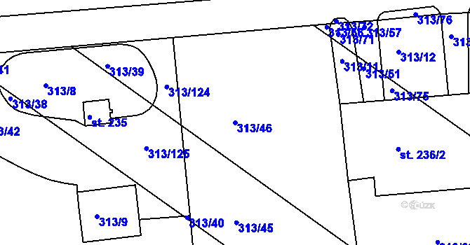 Parcela st. 313/46 v KÚ Martinice u Holešova, Katastrální mapa