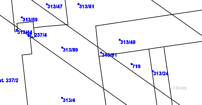 Parcela st. 313/61 v KÚ Martinice u Holešova, Katastrální mapa
