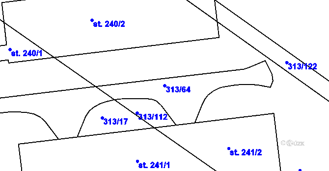 Parcela st. 313/64 v KÚ Martinice u Holešova, Katastrální mapa