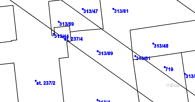 Parcela st. 313/89 v KÚ Martinice u Holešova, Katastrální mapa