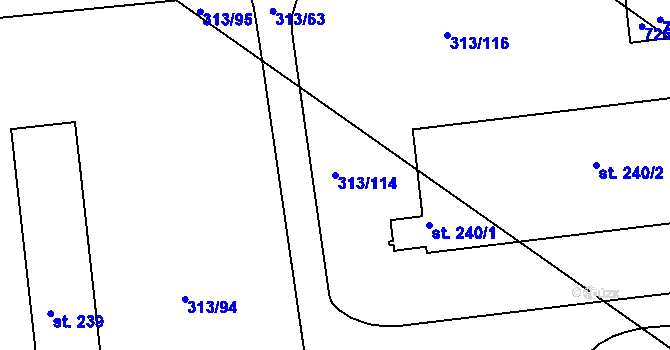 Parcela st. 313/114 v KÚ Martinice u Holešova, Katastrální mapa