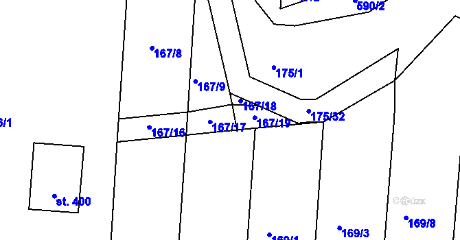 Parcela st. 167/17 v KÚ Martinice u Holešova, Katastrální mapa